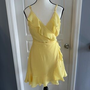 Bebe Women’s Yellow Wrap Dress – Medium – New with Tags NWT